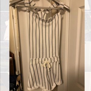 Never worn striped overalls/romper